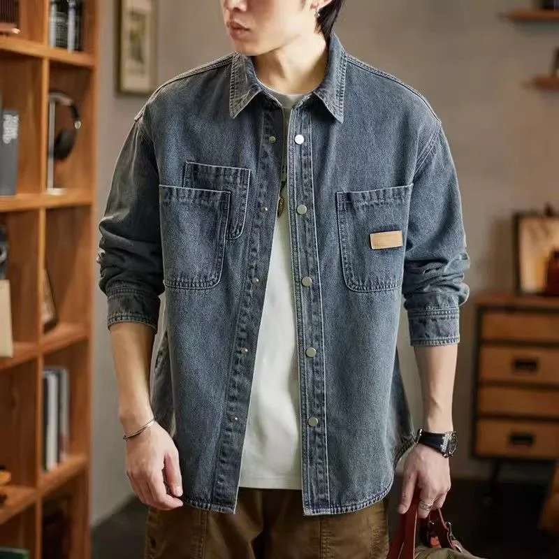 Autumn Button Men's Denim Jack - Winter Clothing Men Style ulasan dan harga